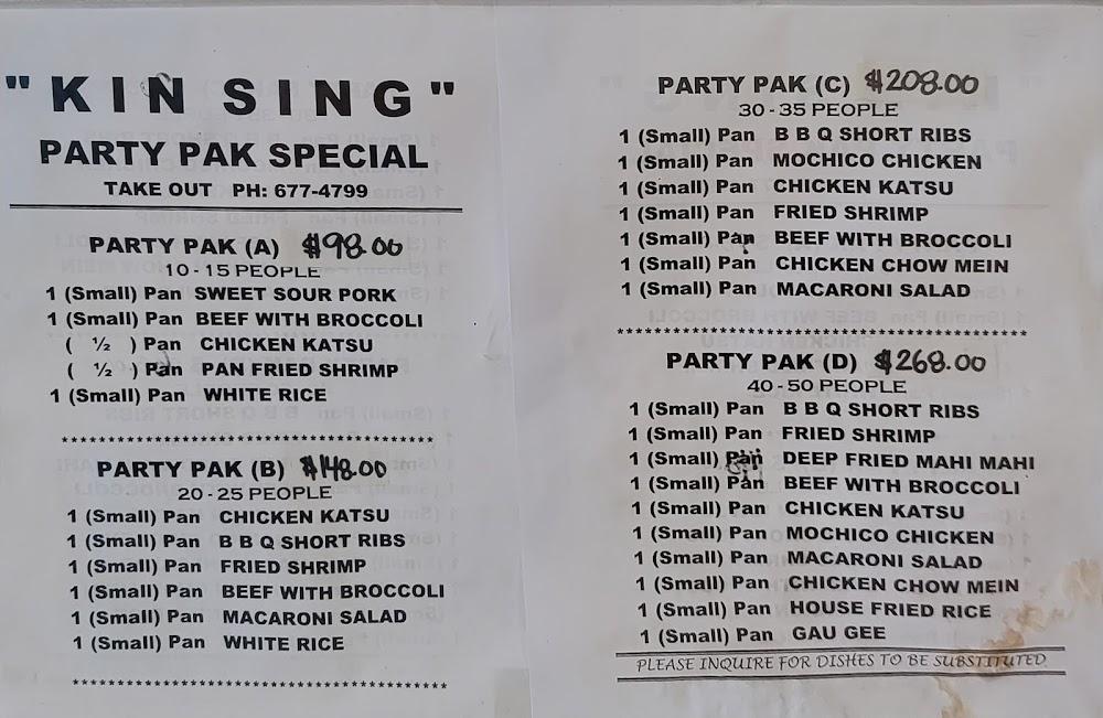 Kin Sing Chinese Fast Food Menu image 1